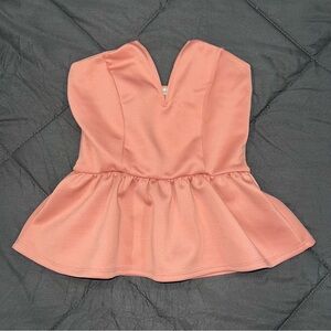 Charlotte Russe Mauve Pink Peplum Tube Top Blouse